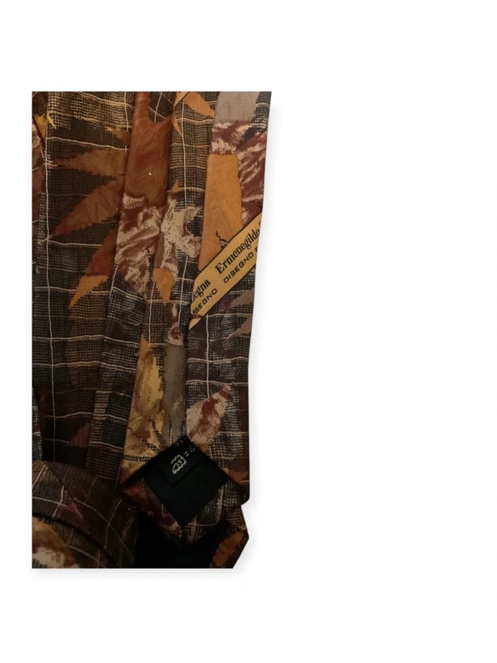 Men’s Ermenegildo Zegna 100% silk leaf pattern and grid design, one size